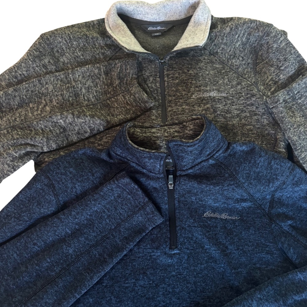 Eddie Bauer Radiator 1/4 Zip Fleece Pullover Lot of 2 Mens Medium Blue Gray M